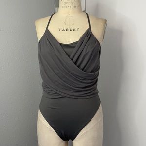 Joy Lab Draped Front Mesh Trim Swimsuit